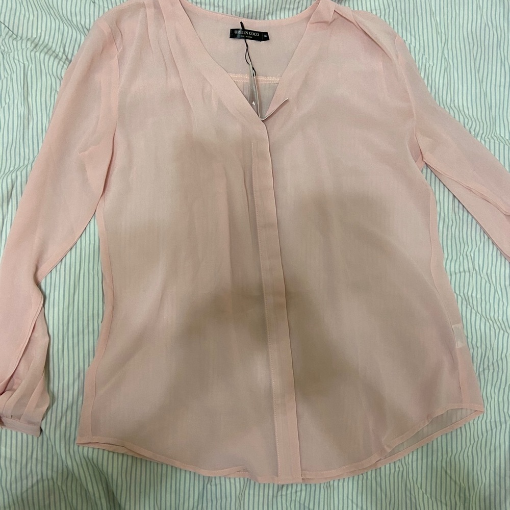 Sheer blush button down